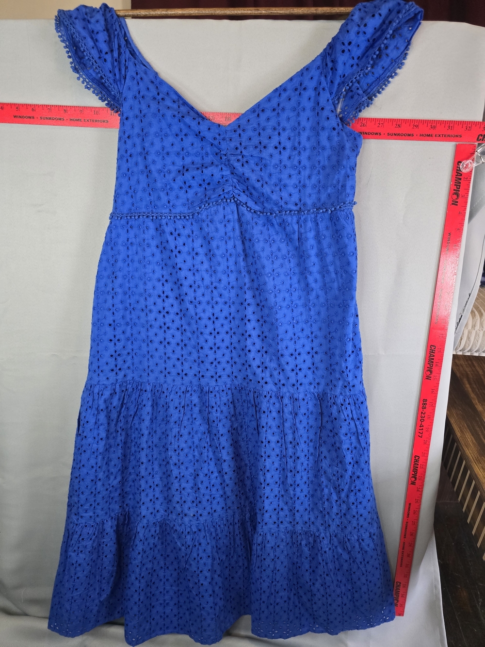 Black Tape_ Royal Blue Eyelet Tiered Dress
